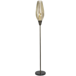 Brightstar SL081 COGNAC Metal Floor Lamp with Cognac Colour Glass