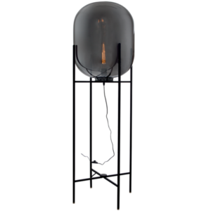Brightstar SL082 SMOKE Metal Floor Lamp with Smoke Colour Glass