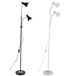 Brightstar SL089 BLACK Metal and Polished Chrome Floor Lamp with Gooseneck Arms