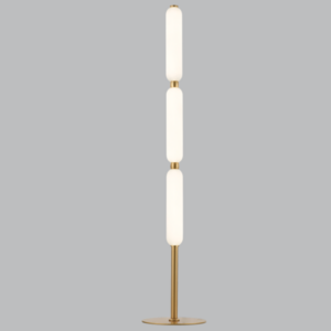 Brightstar SL403 GOLD Aluminium And Opal Glass Standing Lamp On/Off Foot Switch