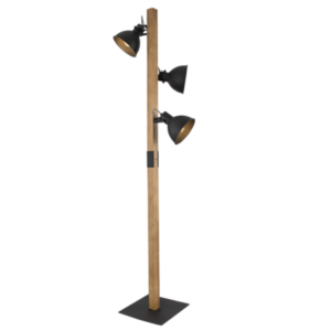 Brightstar SL413 BLACK Metal and Wood Standing Lamp On / Off Foot Switch