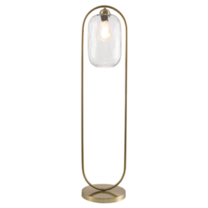 Brightstar SL422 BRASS Metal Floor Lamp with Clear Wavy Glass and On/Off Foot Switch
