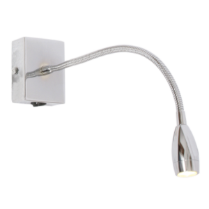 Brightstar WB041/1 Chrome Wall Fitting with Gooseneck Arm for LED and Switch
