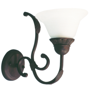 Brightstar WB067/1 RUST Metal Wall Bracket with Alabaster Glass