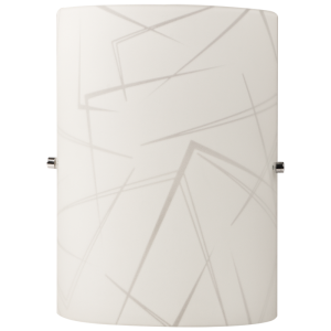 Brightstar WB080/1 White Patterned Glass with Polished Chrome Clips