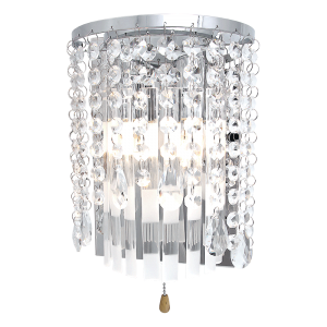 Brightstar WB1132 CHROME Polished Chrome Wall Bracket with Glass and Crystals
