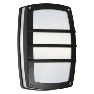Brightstar BH408 BLACK Die Cast Aluminium Bulkhead with White Polycarbonate Cover
