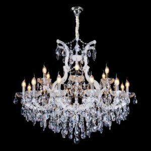K Light KLCH-8061/19 Large 19 White Arm Crystal Chandelier