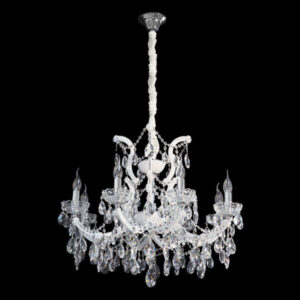 K Light KLCH-8061/8 Medium 8 White Arm Crystal Chandelier