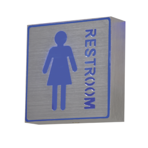Brightstar WB306 BLUE Brushed Silver Female Restroom Sign