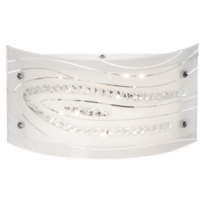 Brightstar WB334 LED White Patterned Glass with Crystals and Polished Chrome Clips