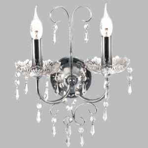 Brightstar WB388/2 CHROME Polished Chrome Wall Bracket with Crystals