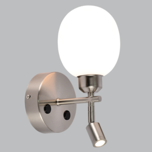 Brightstar WB404/2 SATIN Metal Wall Bracket with Opal Plastic Cover and 2 Switches