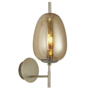 Brightstar WB409/1 AMBER Metal Wall Bracket with Amber Glass