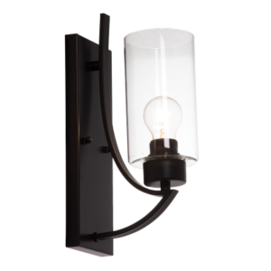 Brightstar WB708 BLACK Metal and Clear Glass Wall Bracket