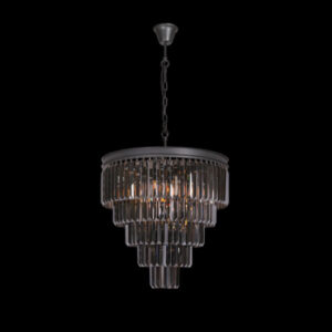 K Light KLCH-6515/6-BL Large Crystal 5 Tier Chandelier, Charcoal Grey