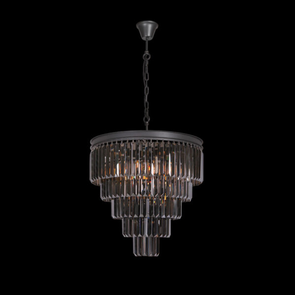 K Light KLCH-6515/6-BL Large Crystal 5 Tier Chandelier, Charcoal Grey