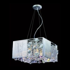 K Light SK-5086-8 Matt Silver Square Shade with Asfour Crystal