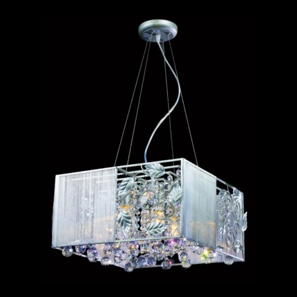 K Light SK-5086-8 Matt Silver Square Shade with Asfour Crystal