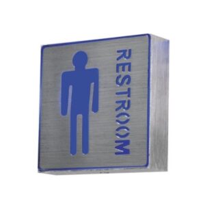 Brightstar WB305 BLUE Brushed Silver Male Restroom Sign