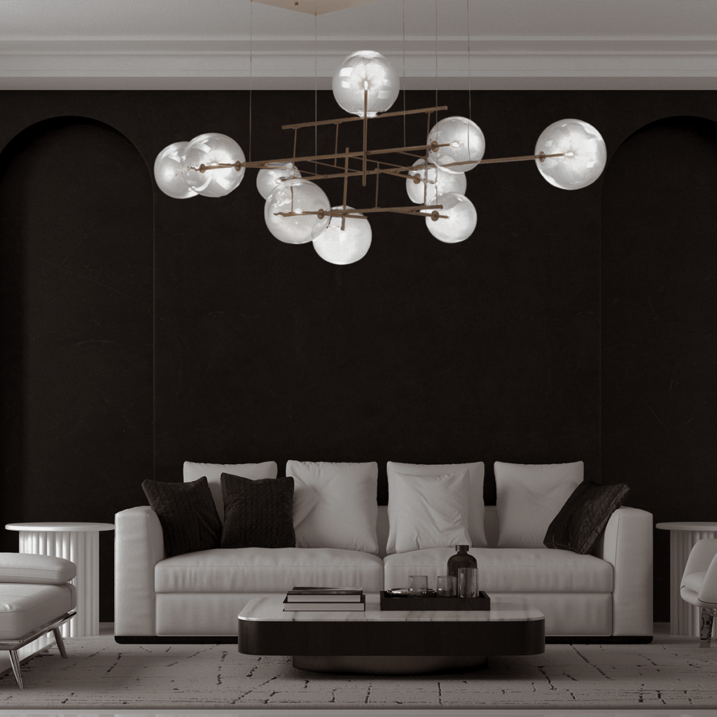 Dark Lighting Elements Horizontal Black and Clear Glass Pendant Light