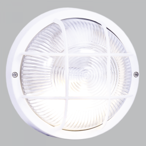 Brightstar BH022 White PVC Bulkhead with Clear Glass Round with Grid