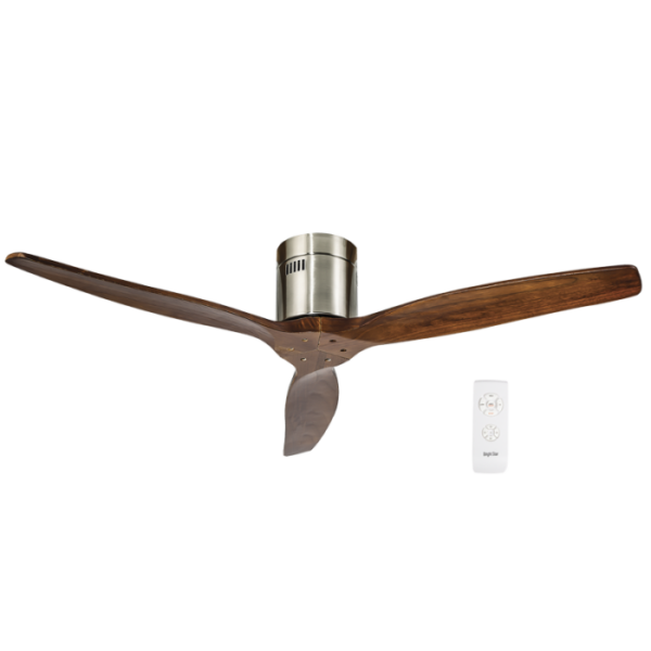Brightstar FCF075 SATIN NICKEL Finish with Solid Wood Blades ( Walnut ) No Light