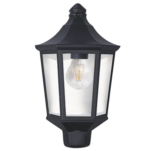 Brightstar L9009 BLACK  Plastic Half Lantern 3 Clear Polycarbonate Panels