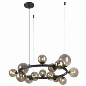 Brightstar PEN472/14 MATT/BLACK Pendant 14 Light Smoke Glass