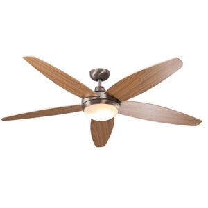 Radiant RF31WD Lancer Ceiling Fan with Light Satin Chrome & Wood