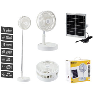 Radiant RF33W (MJ-SF6W) Rechargeable Portable Folding Fan with Solar Panel