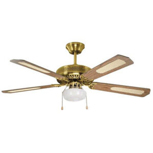 Radiant RF8AB Rattan Ceiling Fan with Light Antique Brass