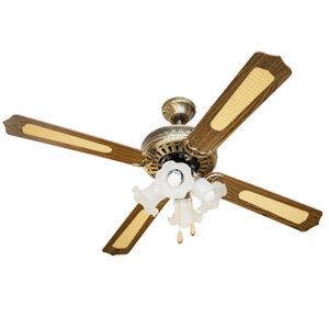 Radiant RF9AB Rattan Ceiling Fan with Light Antique Brass