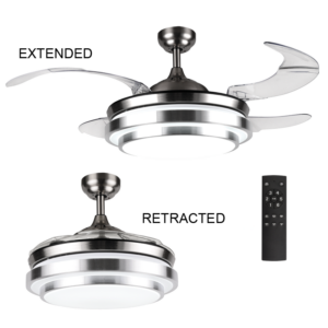 Brightstar FCF043 SATIN Chrome, Steel and Acrylic Ceiling Fan