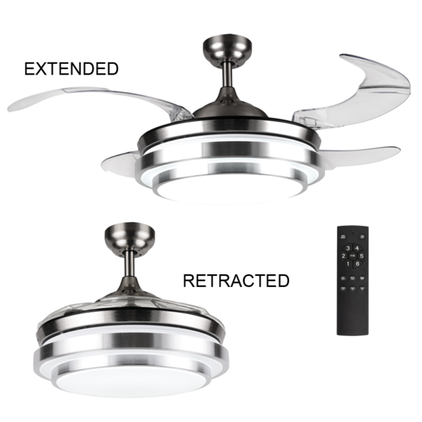 Brightstar FCF043 SATIN Chrome, Steel and Acrylic Ceiling Fan