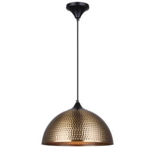 Brightstar PEN935 BK/AQ Metal Pendant with Hammered Metal Dome
