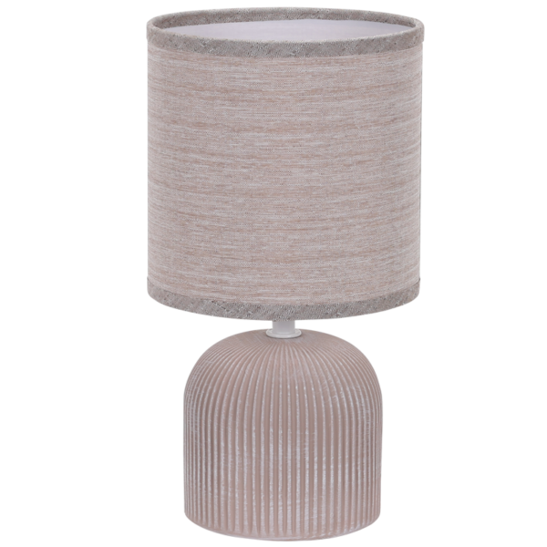 Brightstar TL832 BEIGE Ribbed Ceramic Base with Fabric Shade
