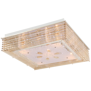 Brightstar CF320 CHROME Polished Chrome LED Ceiling Fitting with Frosted Patterned Glass and Amber Crystal Rods