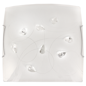Brightstar CF362 Frosted Patterned Glass with Crystals and Polished Chrome Clips