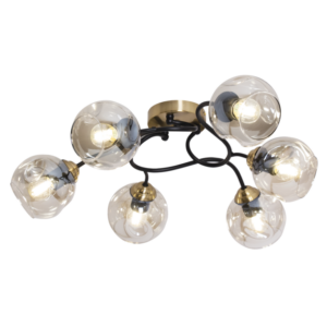 Brightstar CF435/6 BRASS Metal Ceiling Fitting with Cognac Colour Glass