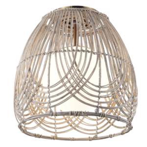 Brightstar CF444 RATTAN Metal Ceiling Fitting with Natural Rattan and White Glass