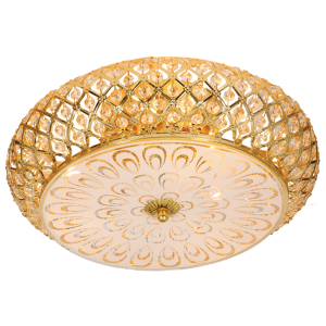 Brightstar CF481/4 Gold Metal Base with Clear Acrylic Crystals and Patterned Glass