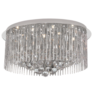 Brightstar CF721/10 LED Polished Chrome Flush Mount Ceiling Fitting with Glass and Crystals