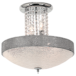 Brightstar CF722/5 Polished Chrome with Stippled Glass and Clear Acrylic Crystals