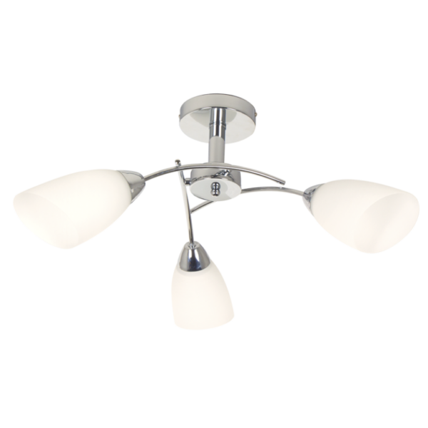 Brightstar CH019/3 CHROME Polished Chrome with White Glass