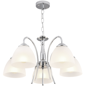 Brightstar CH079/5 CHROME Polished Chrome Chandelier with Frosted Glass
