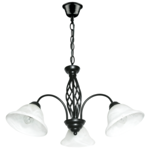 Brightstar CH1032/3 BLACK Metal Chandelier with Alabaster Glass