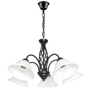 Brightstar CH1032/5 BLACK Metal Chandelier with Alabaster Glass