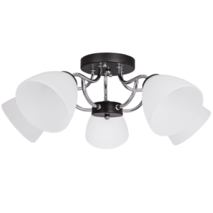 Brightstar CH178/5 CHROME Polished Chrome and Black Metal Chandelier