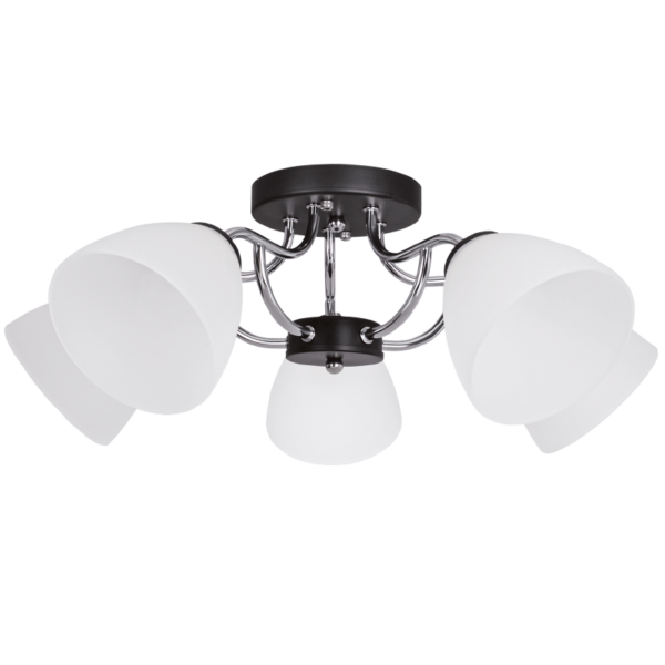 Brightstar CH178/5 CHROME Polished Chrome and Black Metal Chandelier